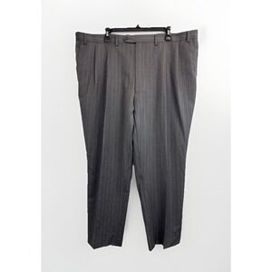 NEW JC Penney Men's 43X31‎ Wool Pleated Dress Pants Grey Pinstriped Slacks
